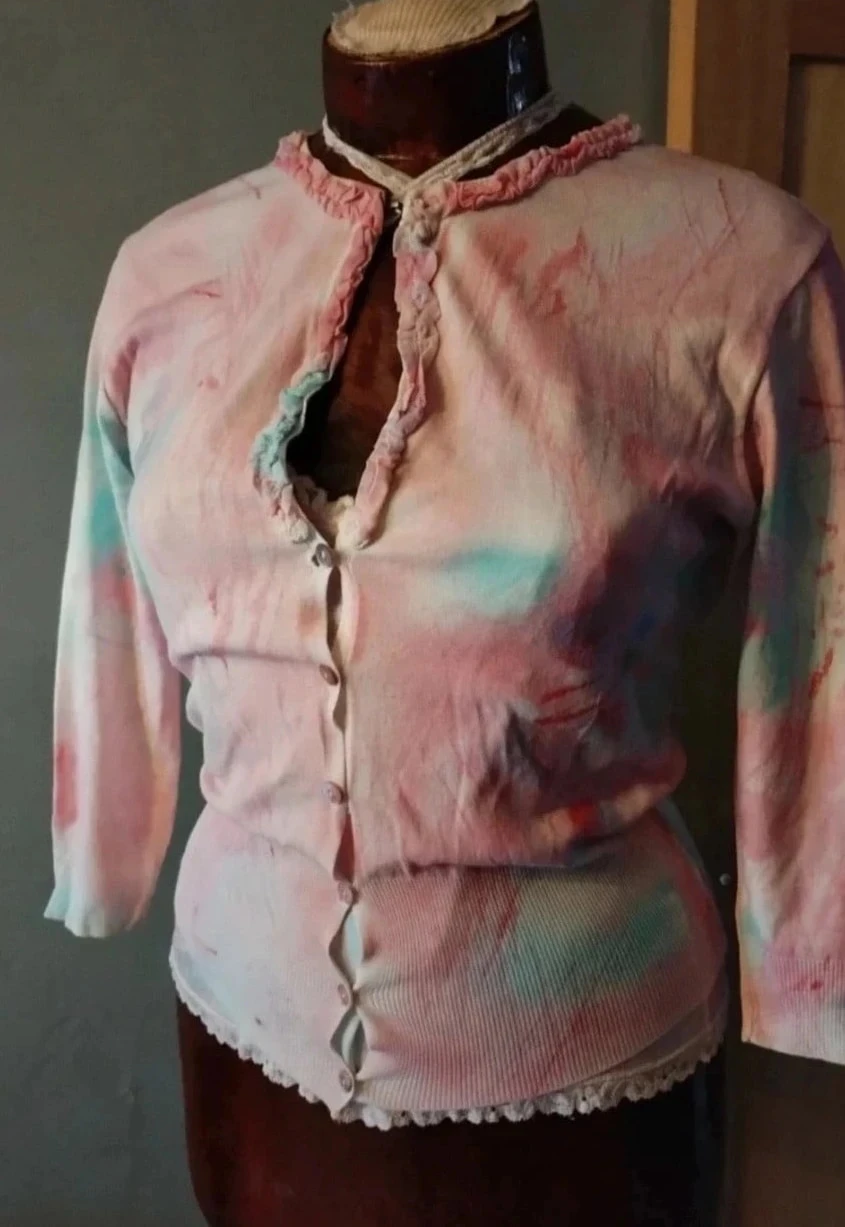 Ensemble gilet+débardeur rose et bleu Ferrante made in italy T40